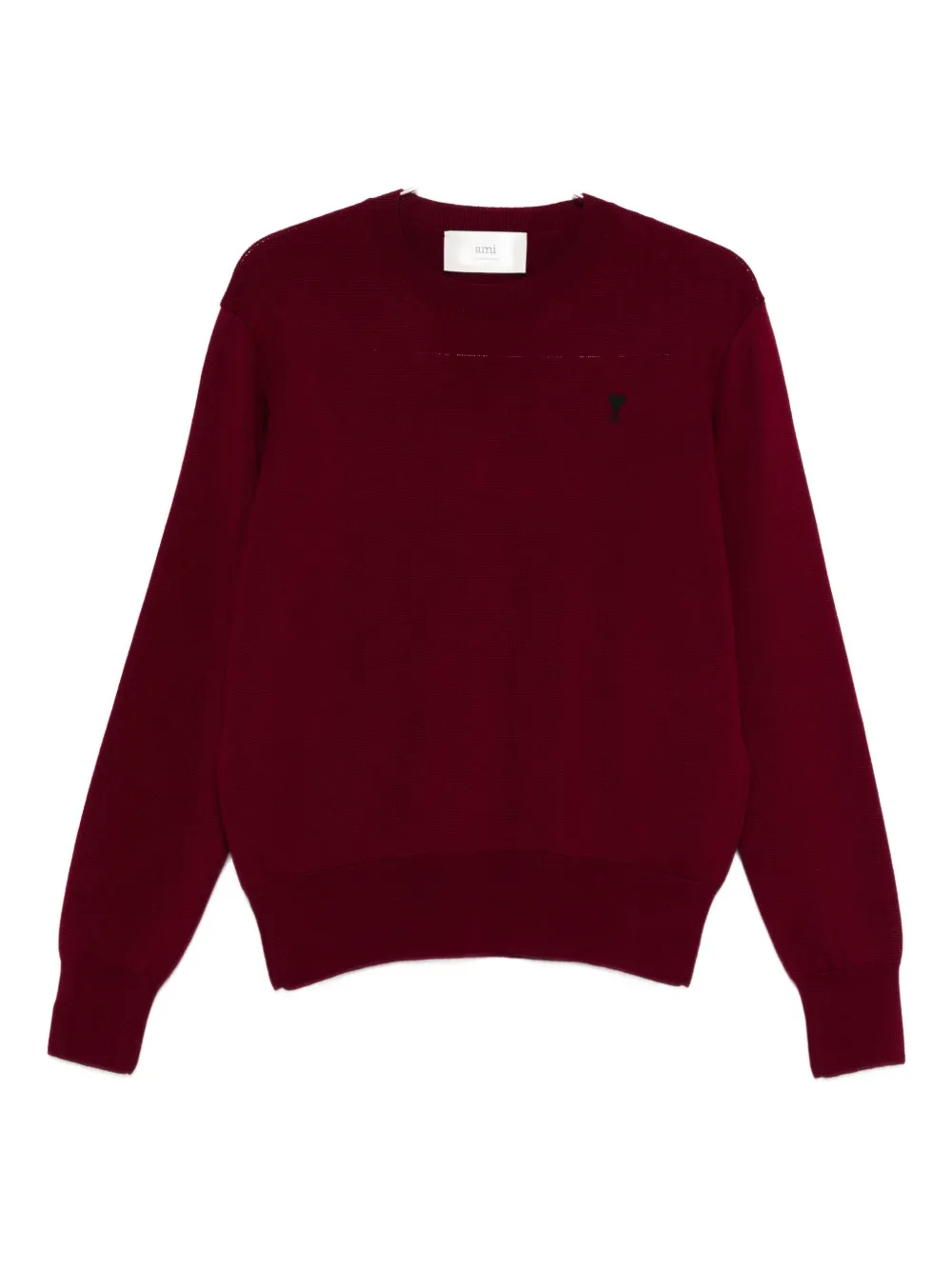 Ami Alexandre Mattiussi Crew-neck Logo Sweater In Burgundy