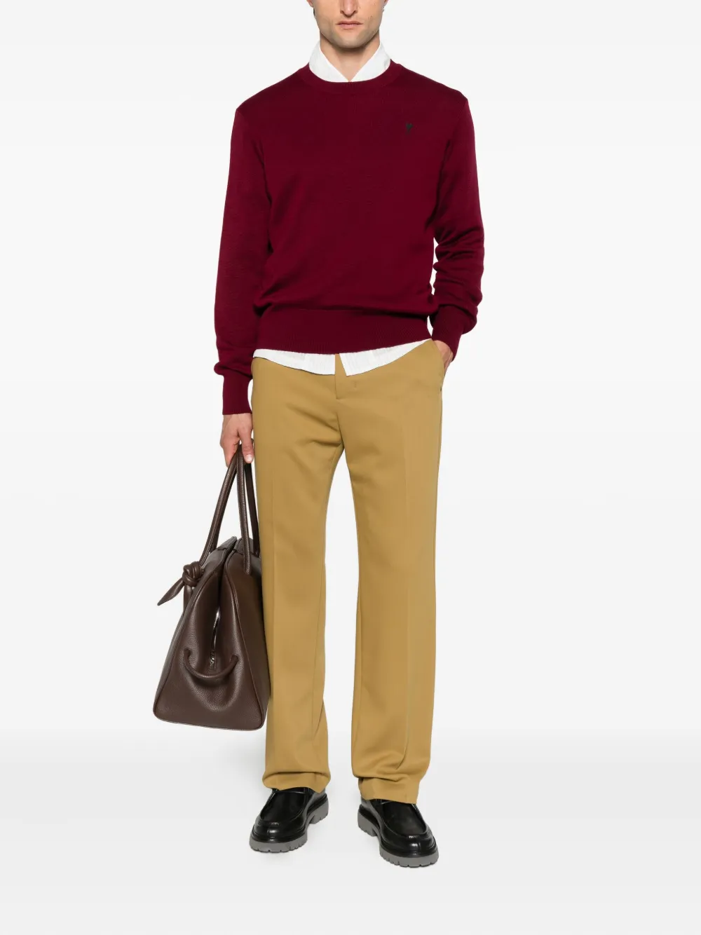AMI Paris Trui met ronde hals en logo - Rood