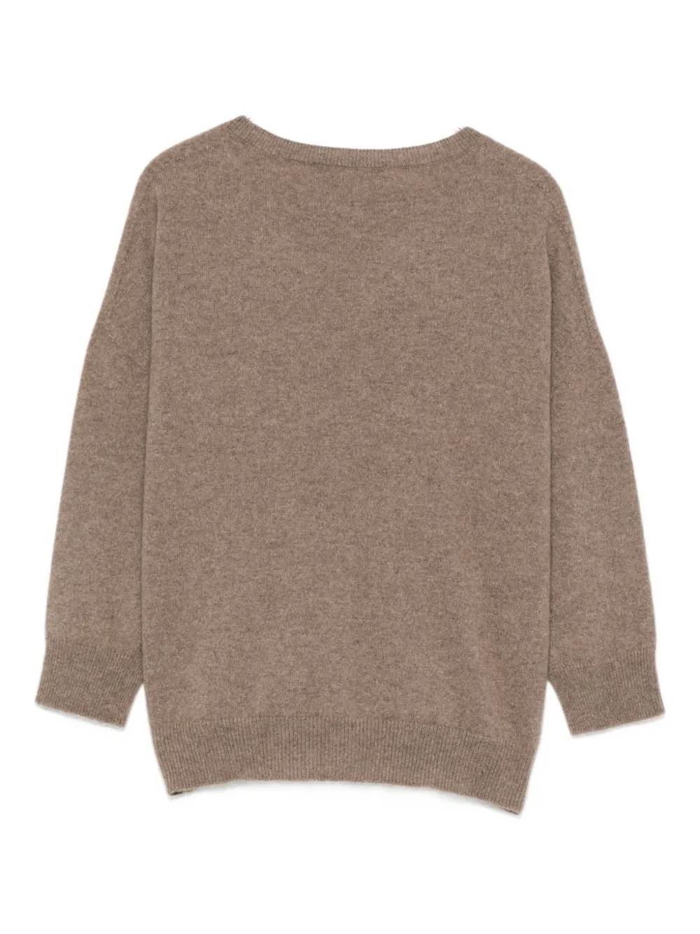 Vanisé Relaxed-fit Brown Knit Sweater With Ribbed Cuffs In Brown