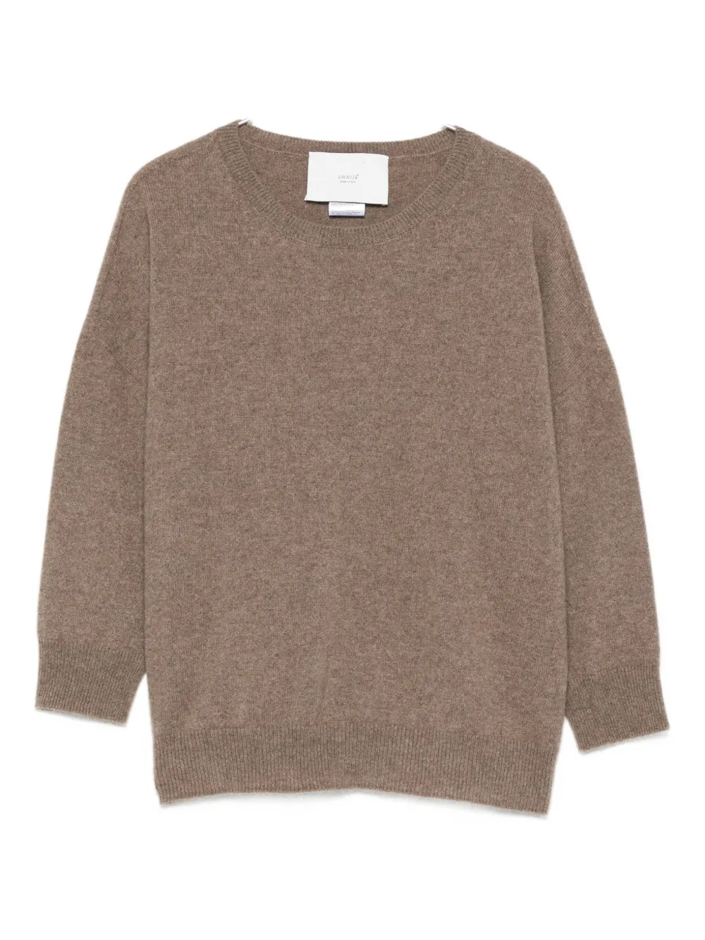 Vanisé Relaxed-fit Brown Knit Sweater With Ribbed Cuffs In Brown