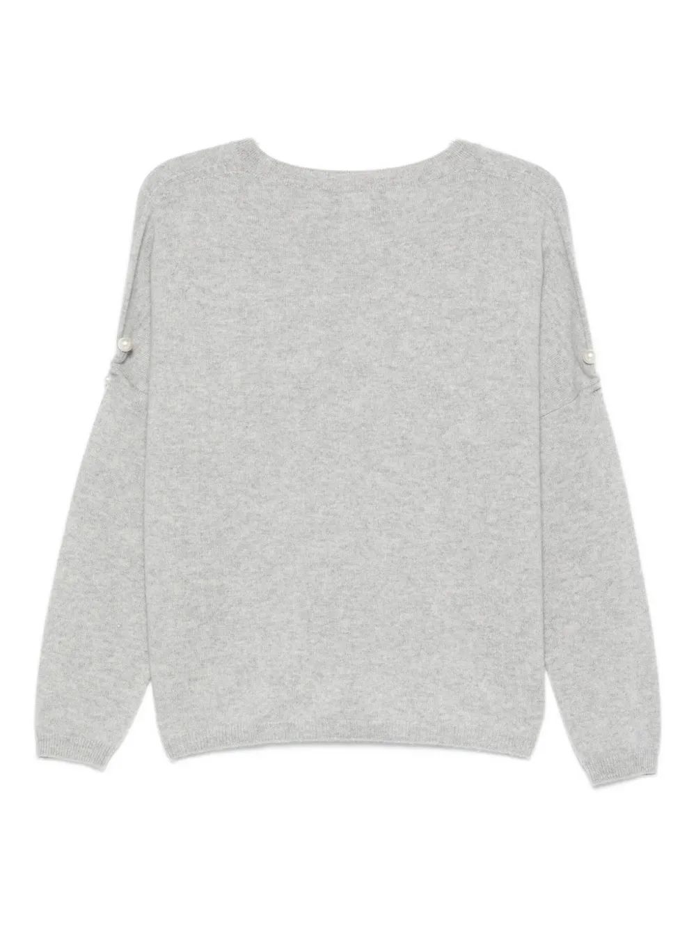 Vanisé Pearl-embellished V-neck Jumper In Gray
