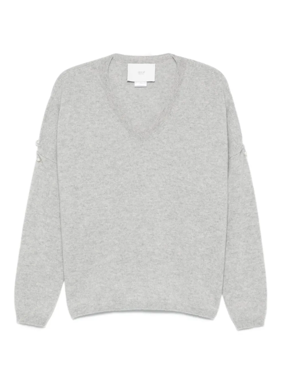 pearl-embellished V-neck sweater
