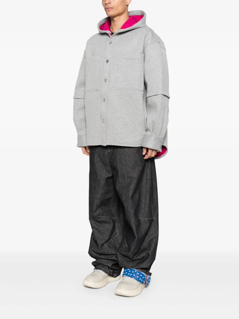  Pdf Hooded Logo-detail Jacket - Grey 