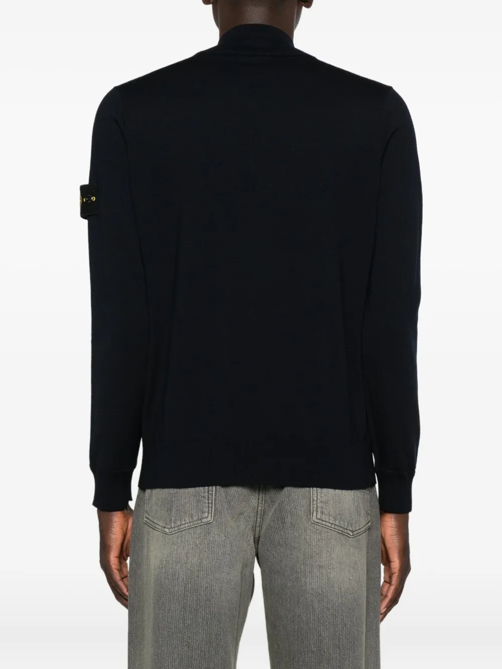 Stone Island Trui met halve rits en logopatch Blauw