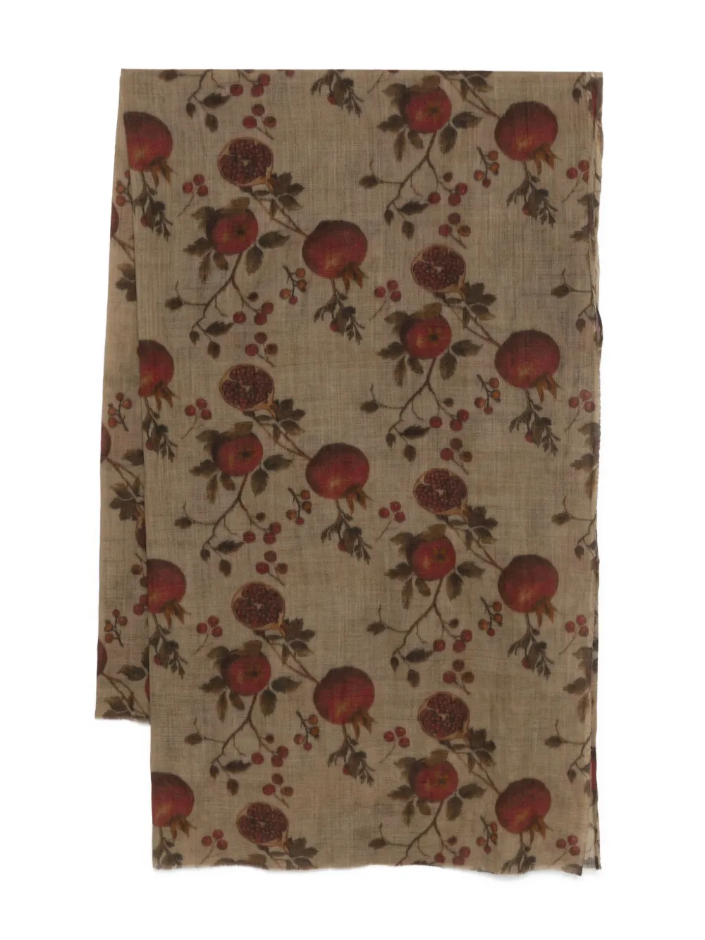 pomegranate-print wool scarf