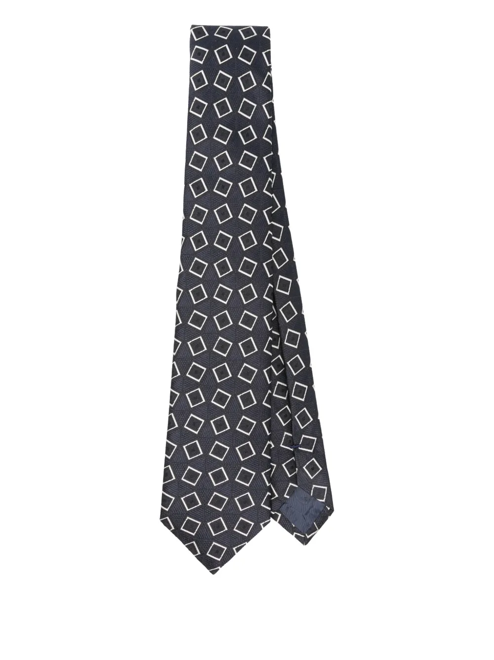 Emporio Armani geometric-pattern silk tie Blauw