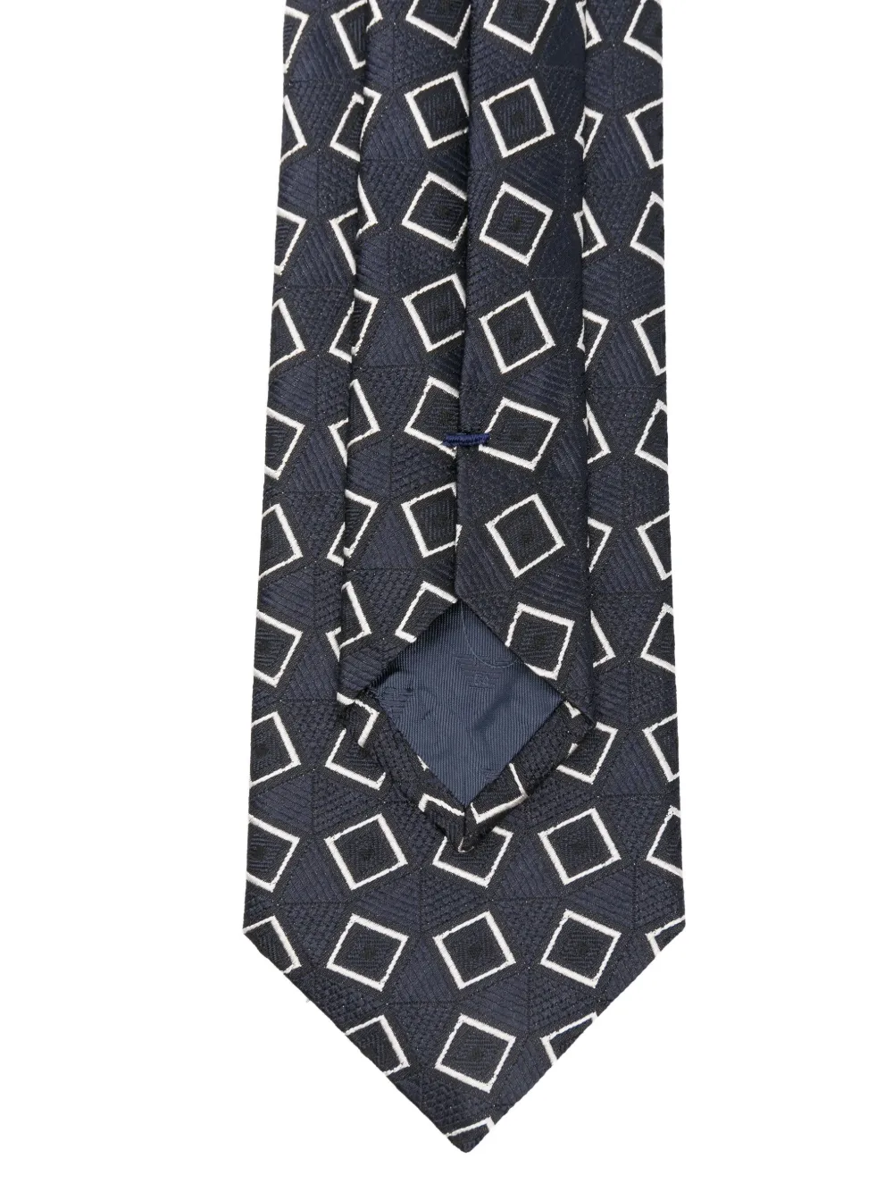 Emporio Armani geometric-pattern silk tie Blauw