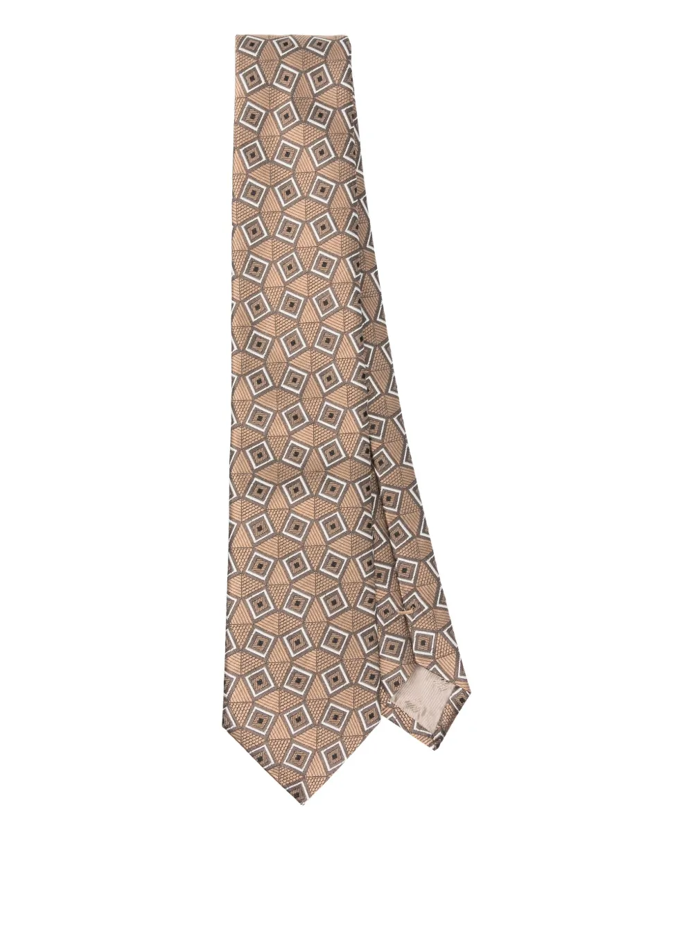 Emporio Armani Pattern-jacquard Silk Tie In Neutral