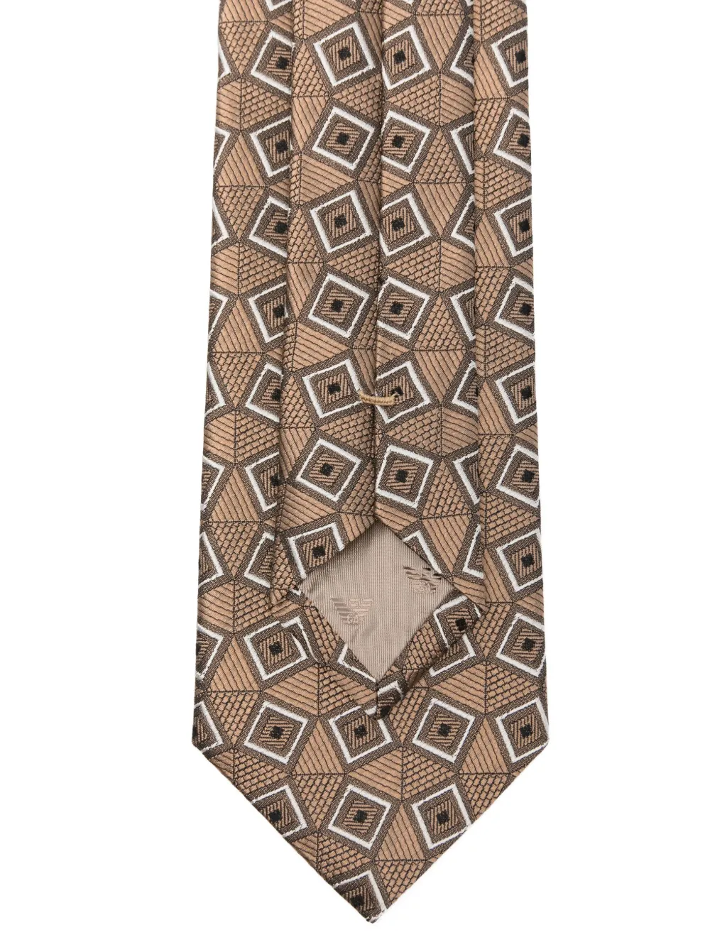 Emporio Armani pattern-jacquard silk tie Beige