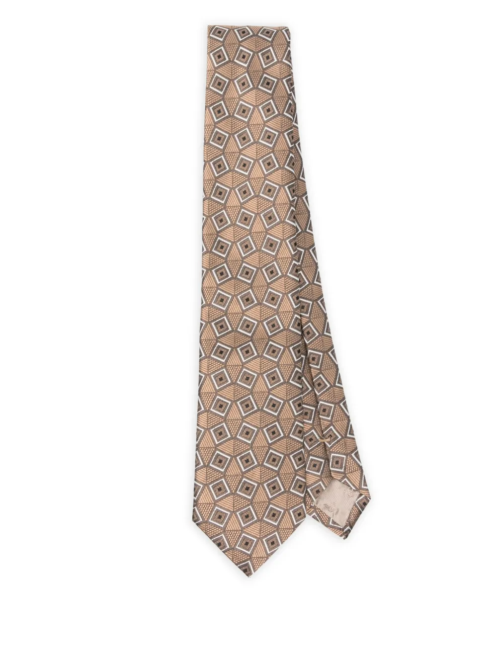 Emporio Armani pattern-jacquard silk tie Beige