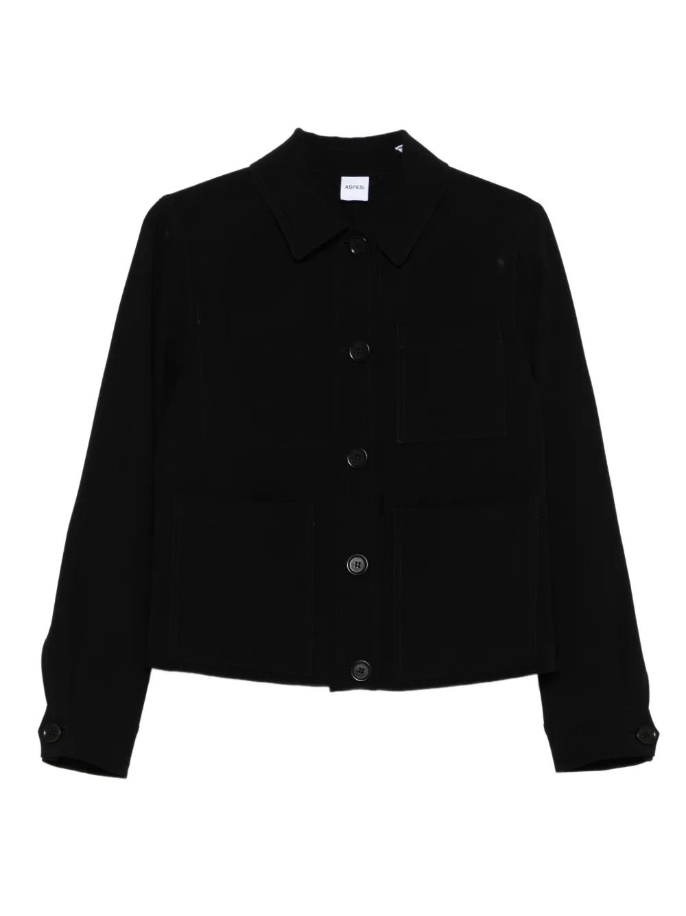 Aspesi Button-fastening Pocket Jacket In Black