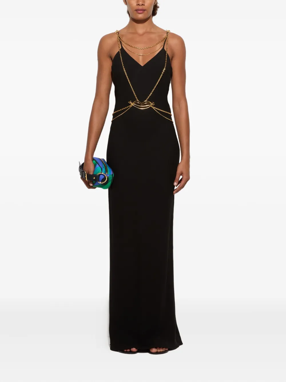 PUCCI chain-embellished slip maxi dress - Zwart