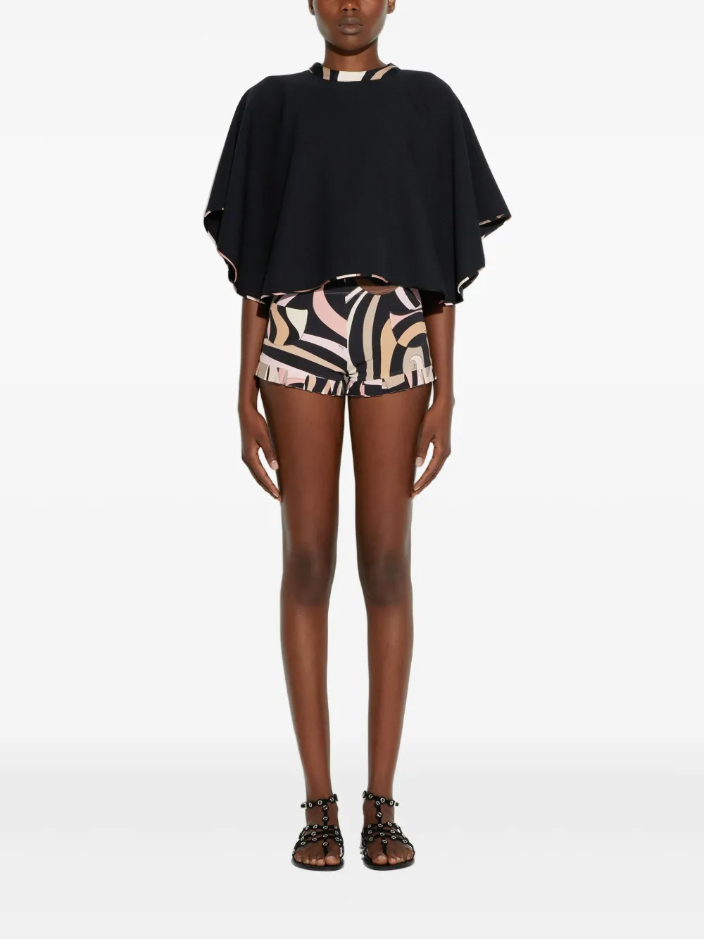 PUCCI printed-trim top - Zwart
