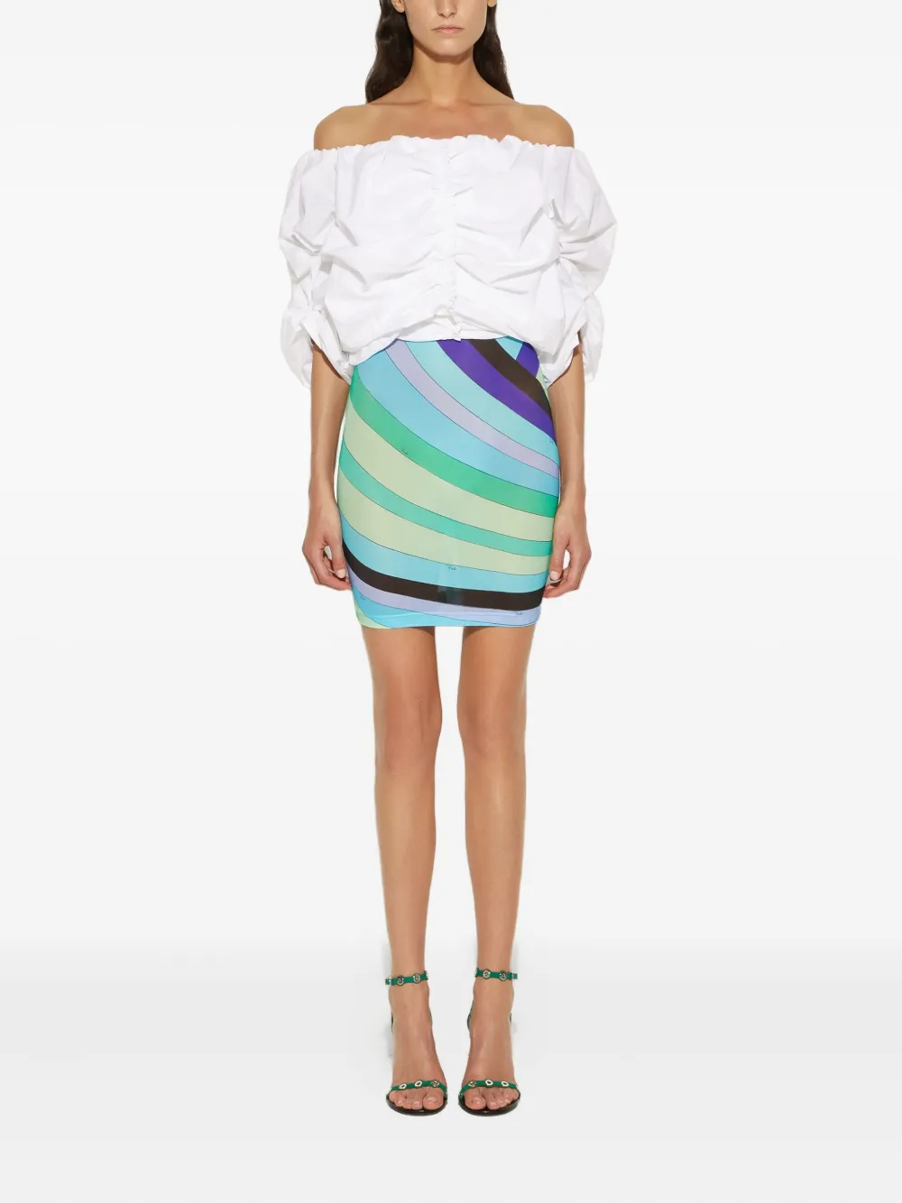 PUCCI puff-sleeve printed dress - Wit