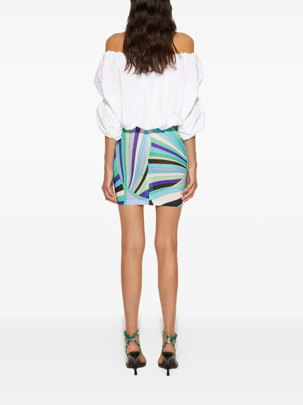 PUCCI Jurk met pofmouwen en print Wit