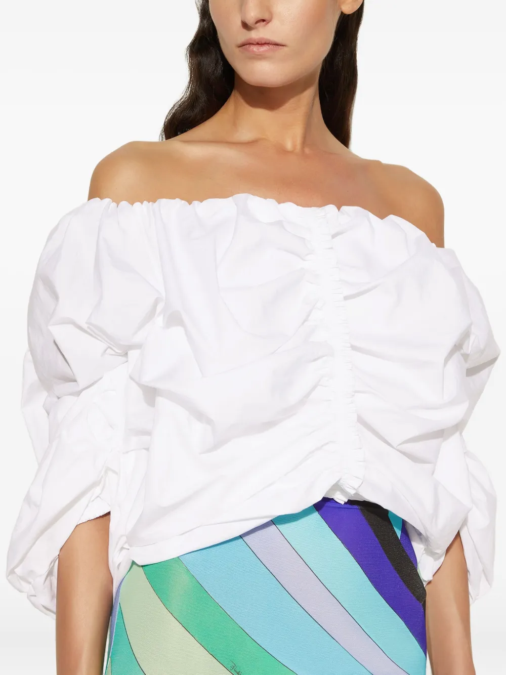 PUCCI Jurk met pofmouwen en print Wit
