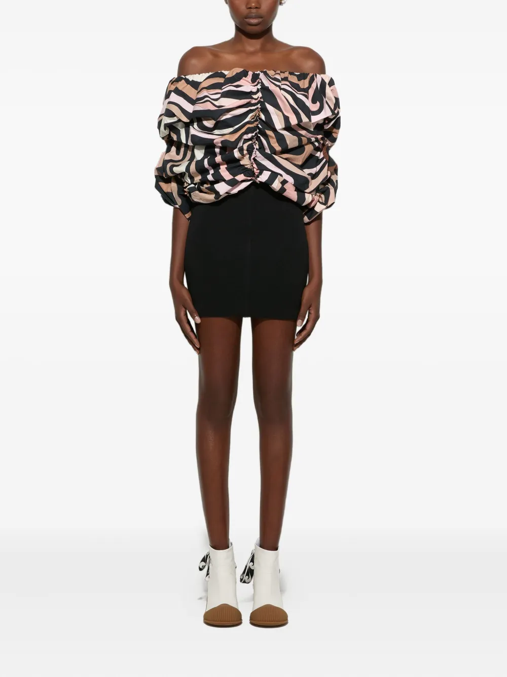 PUCCI off-shoulder puff-sleeve dress - Zwart