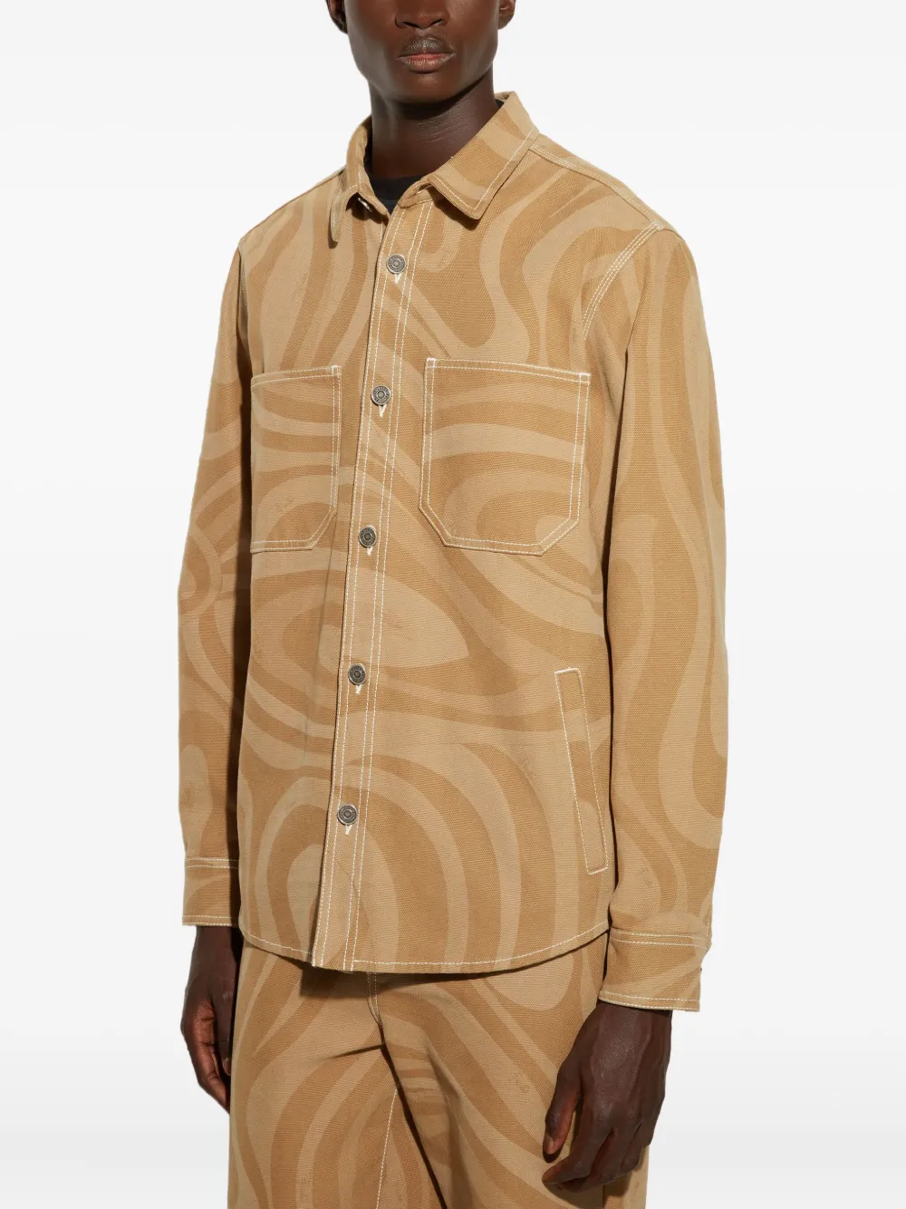 PUCCI Katoenen shirtjack Bruin