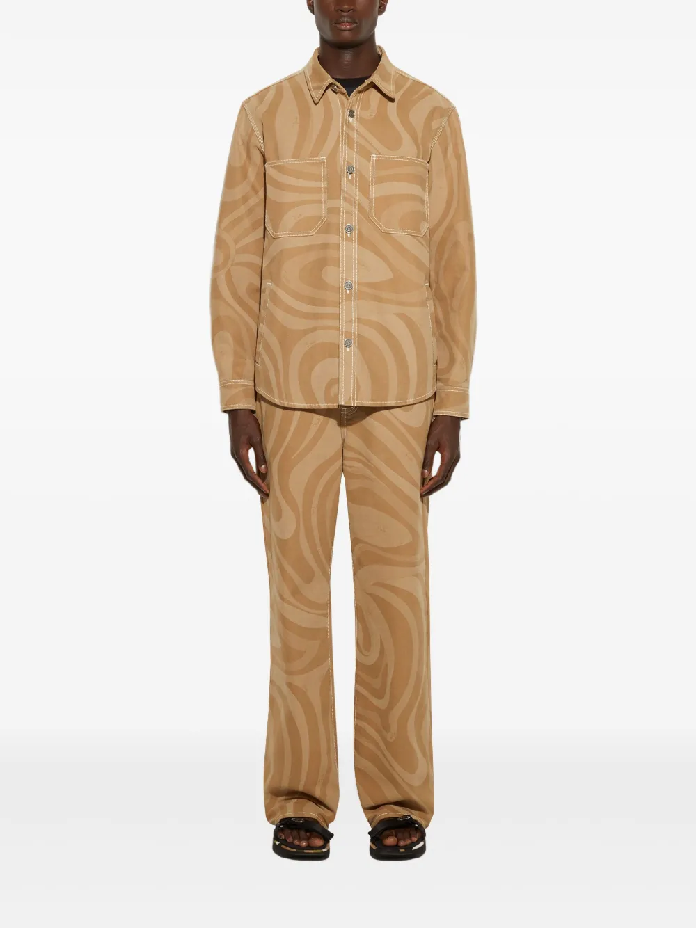 PUCCI Katoenen shirtjack Bruin