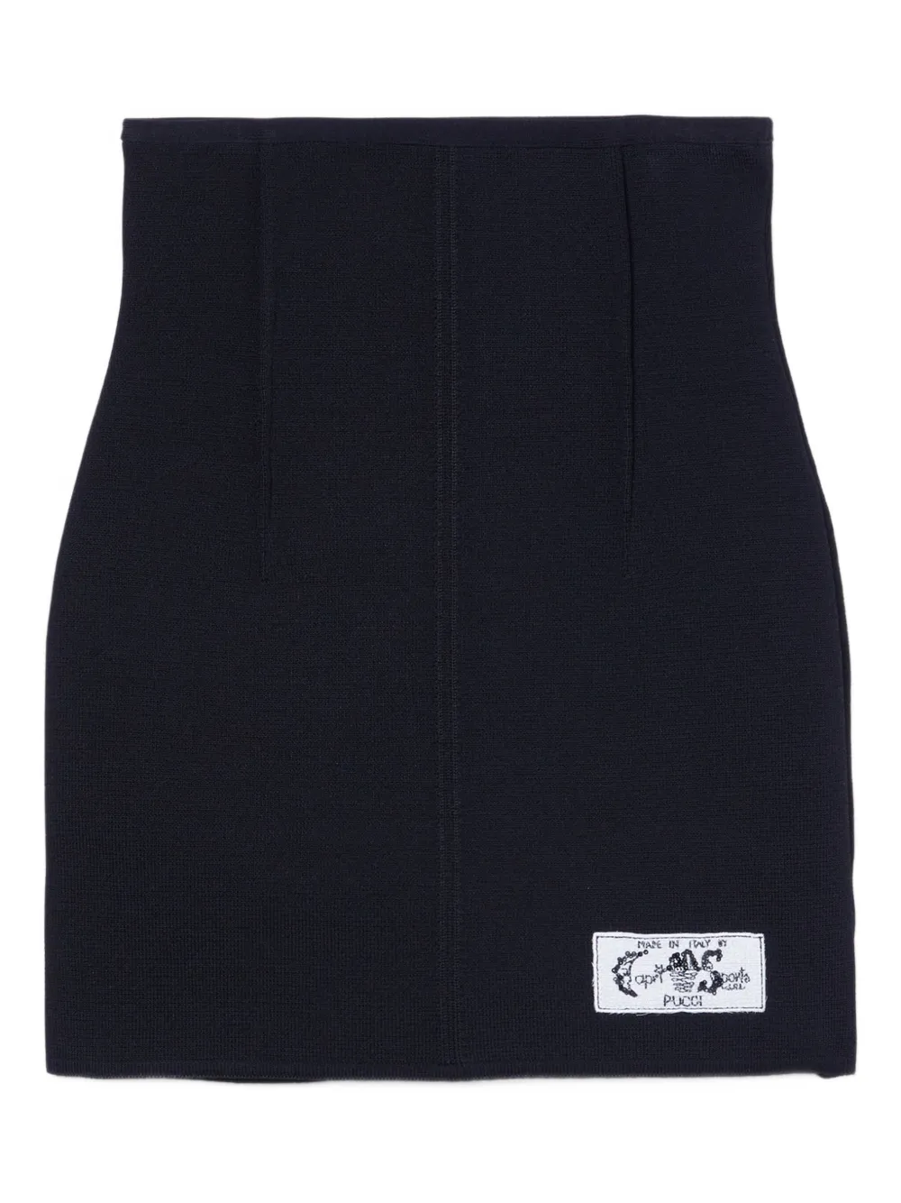 PUCCI Geribbelde mini-rok verfraaid met label Zwart