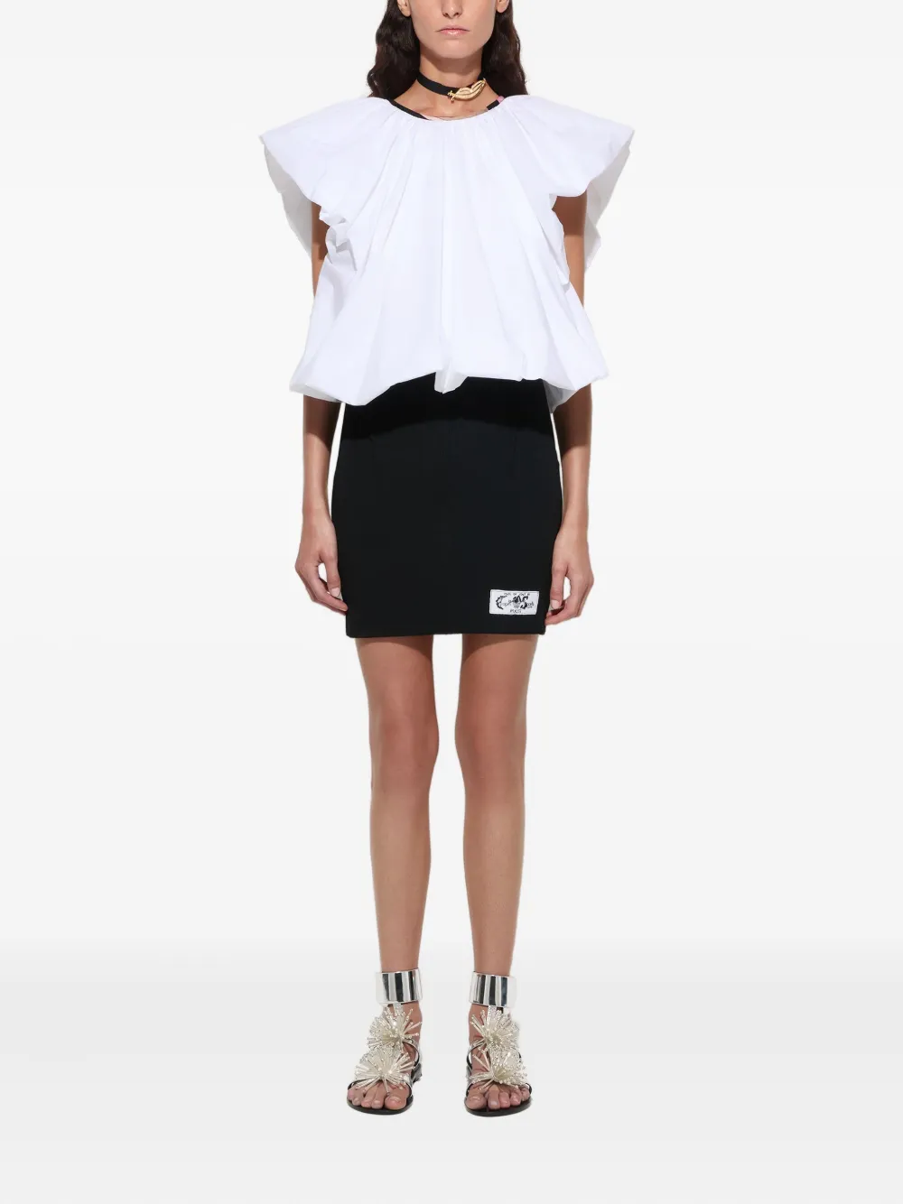 PUCCI label-embellished ribbed mini skirt - Zwart