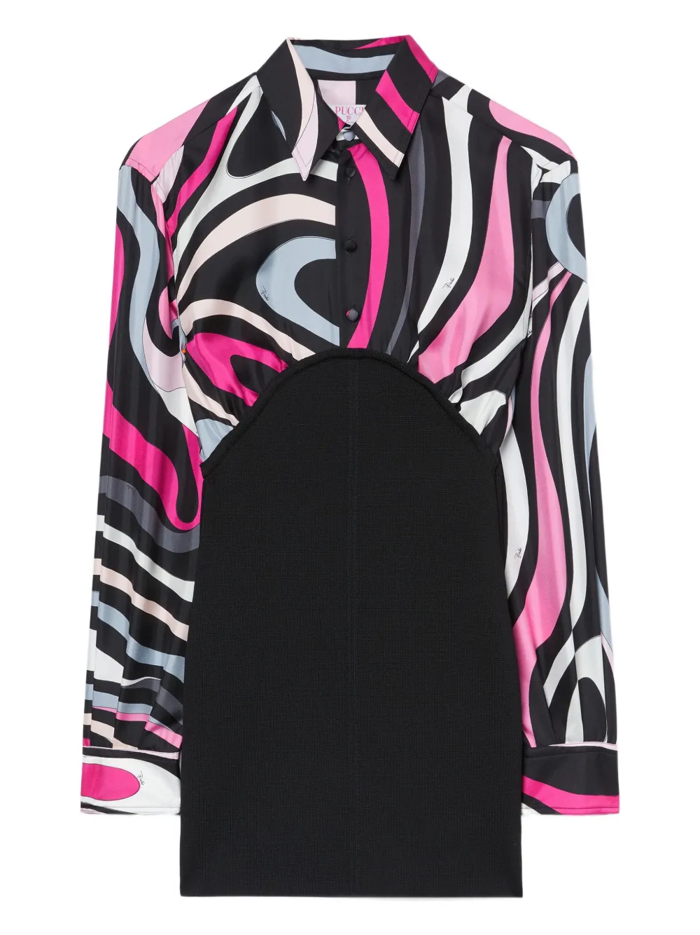 PUCCI Mini-blousejurk met Marmo-print Zwart