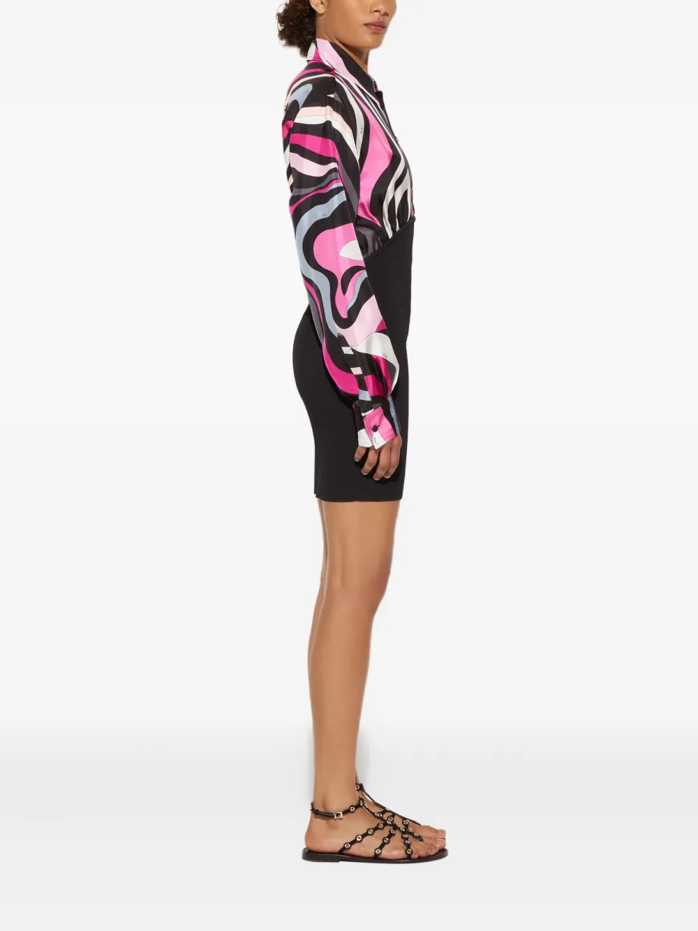 PUCCI Mini-blousejurk met Marmo-print Zwart
