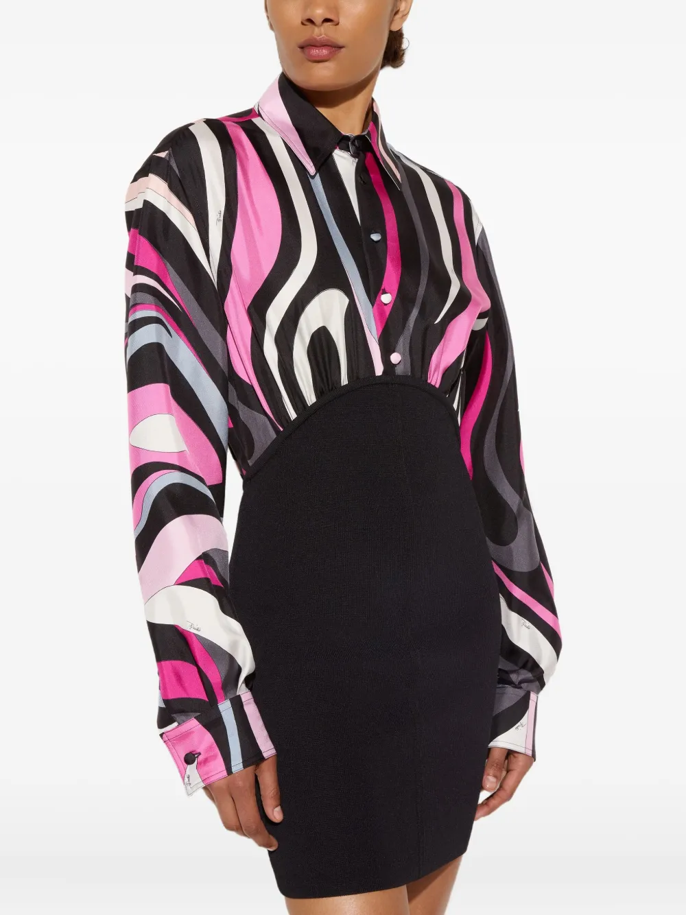 PUCCI Mini-blousejurk met Marmo-print Zwart