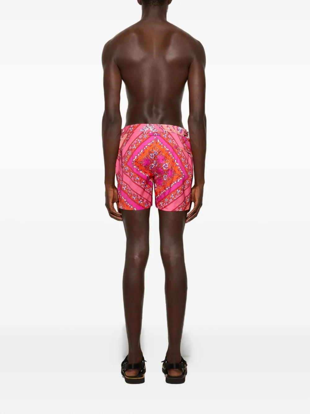 Pucci Floral-patterned Diagonal-stripe Swim Shorts In Multi
