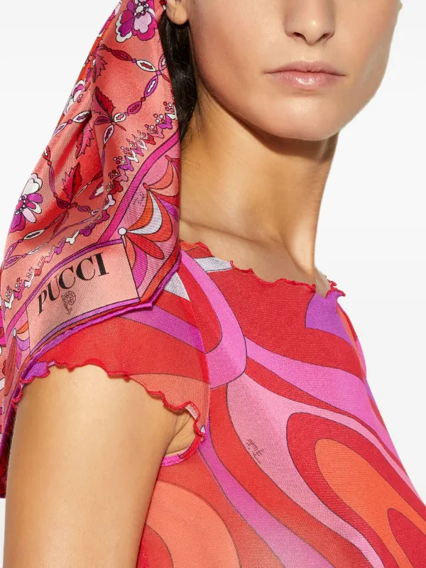PUCCI Pattern Silk Scarf Pink FARFETCH