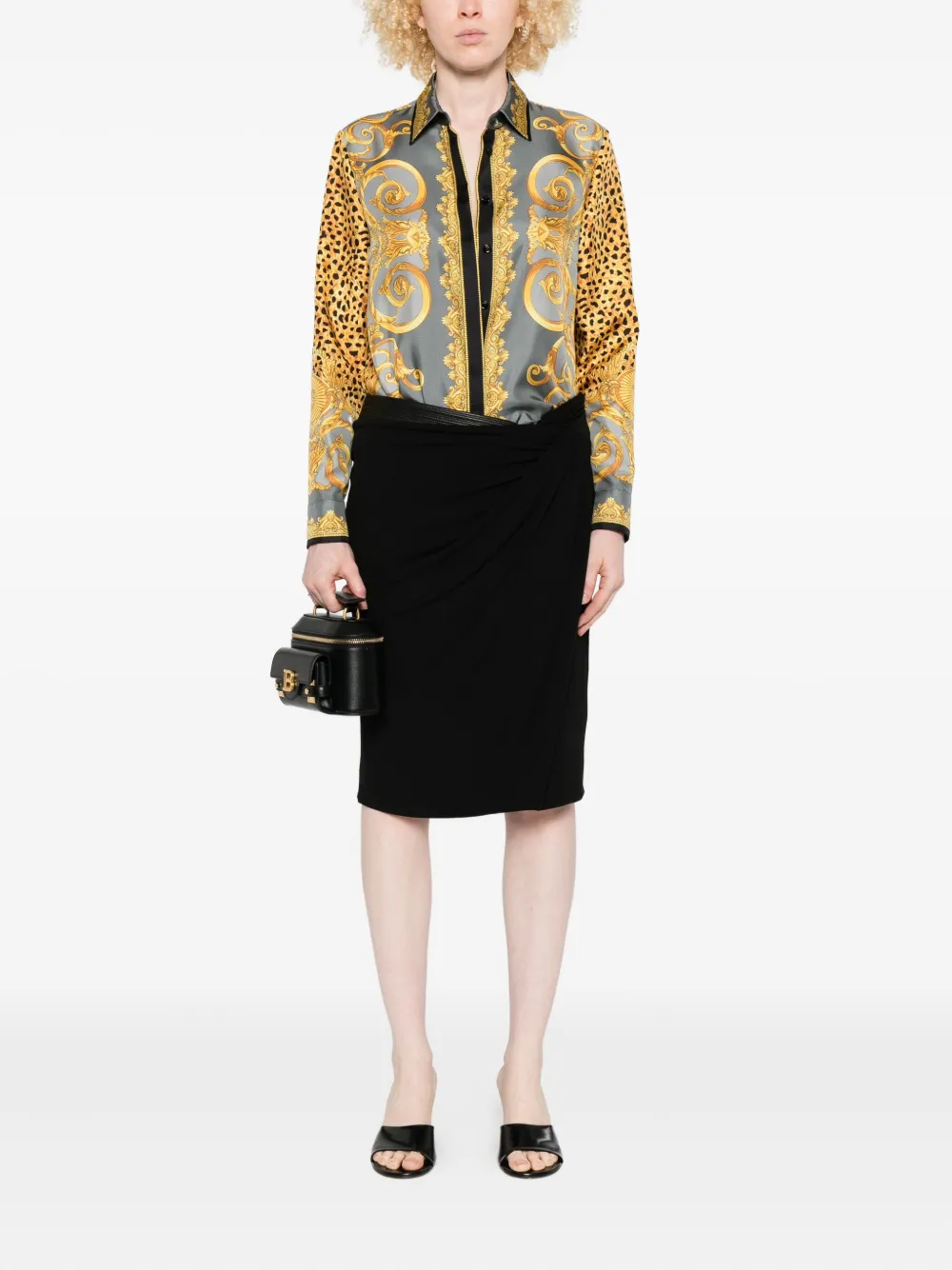 Versace embellished draped skirt - Zwart