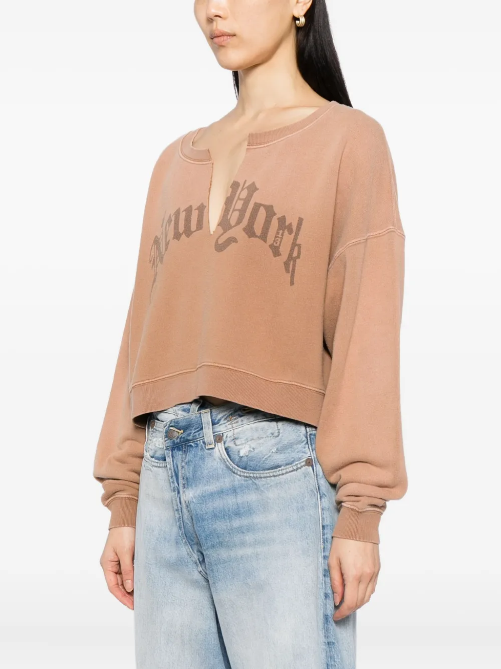 R13 Distressed Sweatshirt In Brown