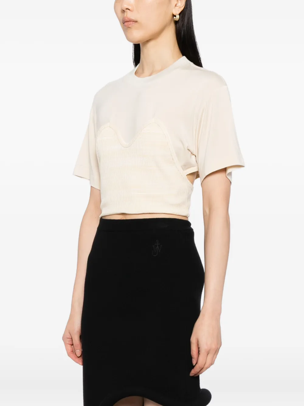 Toga Layered Cropped T-shirt In Brown