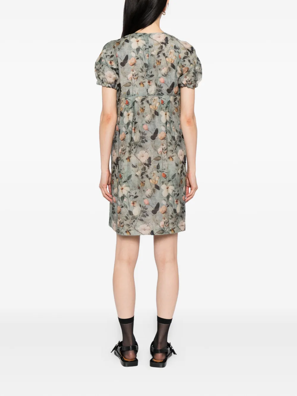 R13 Babydoll jurk met bloemenprint Groen