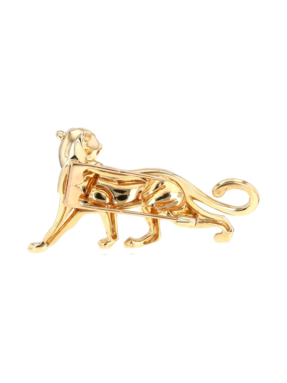 Pre-owned Cartier 18k Yellow Gold Panthère Emerald And Onyx Brooch