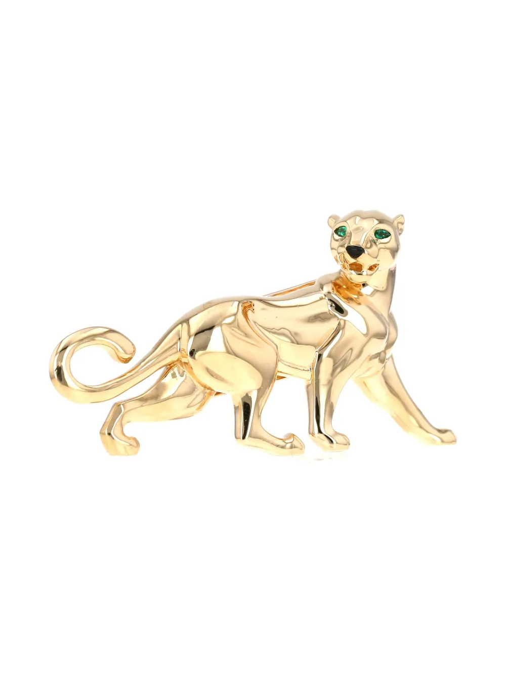 Pre-owned Cartier 18k Yellow Gold Panthère Emerald And Onyx Brooch