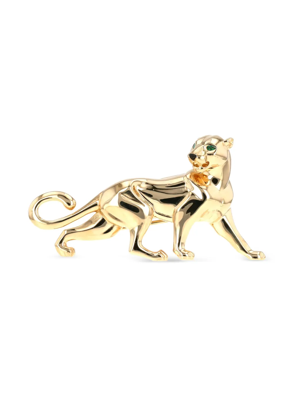 18K yellow gold Panthère emerald and onyx brooch