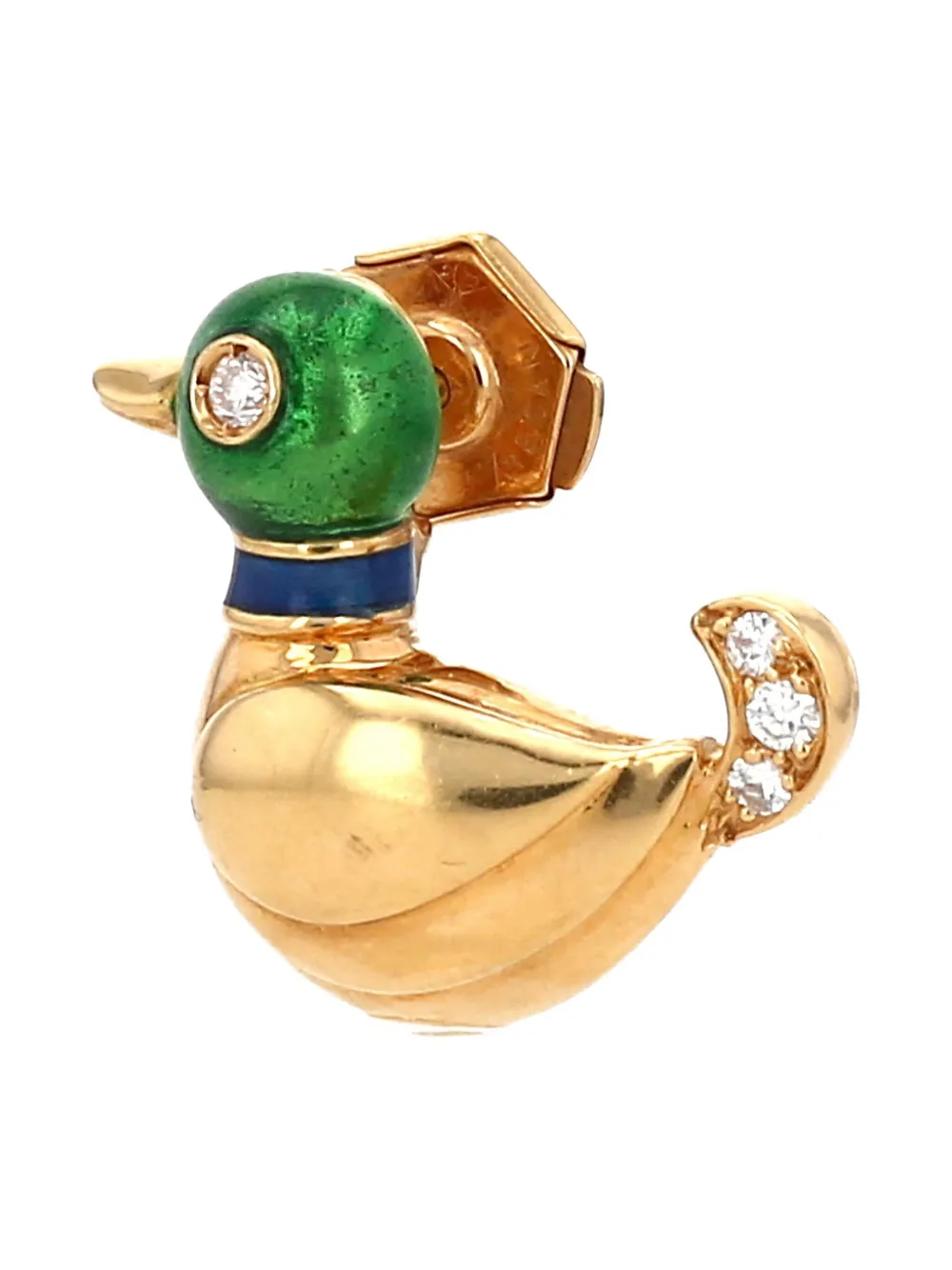 Pre-owned Cartier 18k Yellow Gold Duck Diamond Brooch