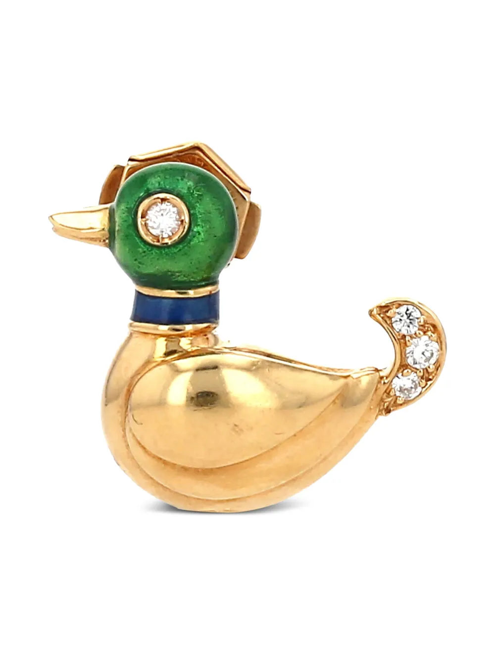 18K yellow gold Duck diamond brooch