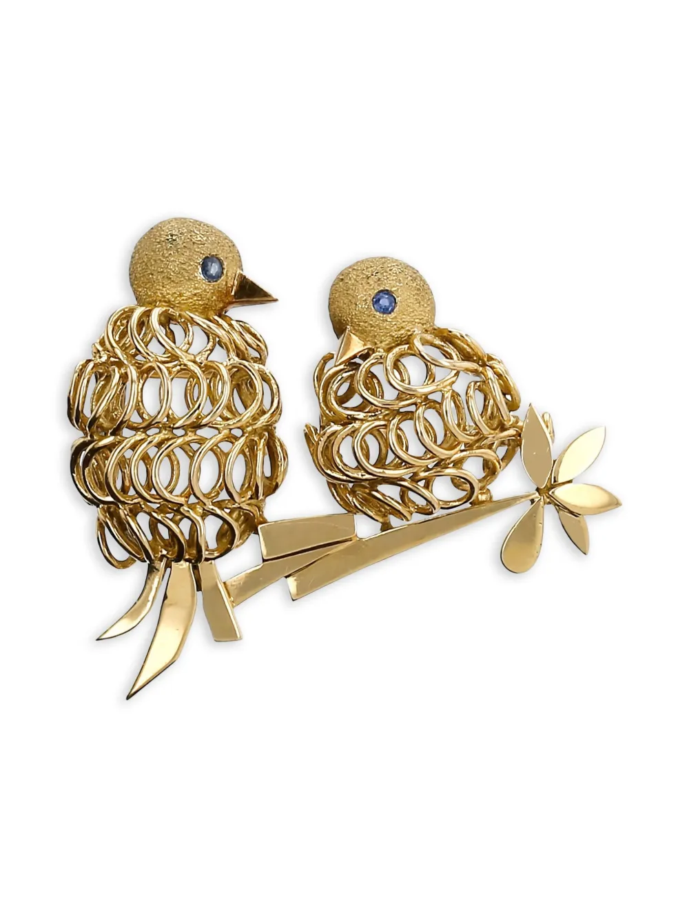 1960s 18K yellow gold sapphire brooch