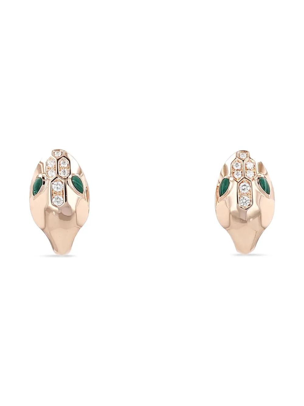18kt rose gold diamond Malachite earrings