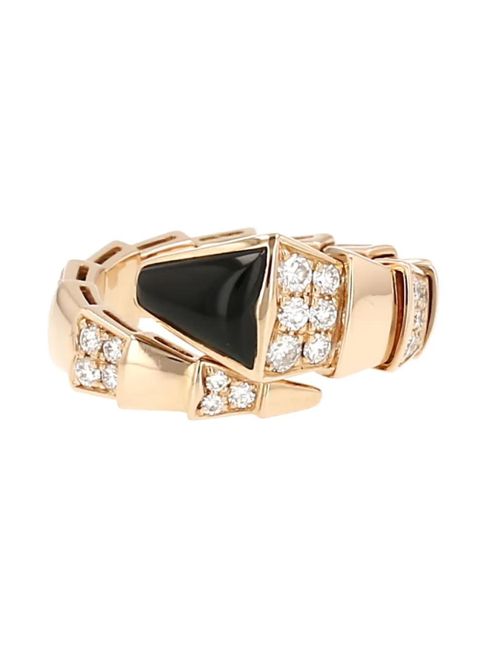 Bvlgari Pre-Owned 18K rose gold Serpenti Viper diamond and onyx ring | Pink | Image 1