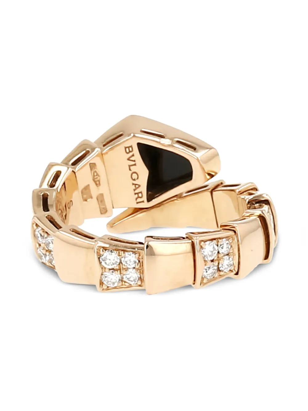 Bvlgari Pre-Owned bague Serpenti Viper en or rose 18ct pavée de diamants et sertie d'onyx | Femme | Image 2