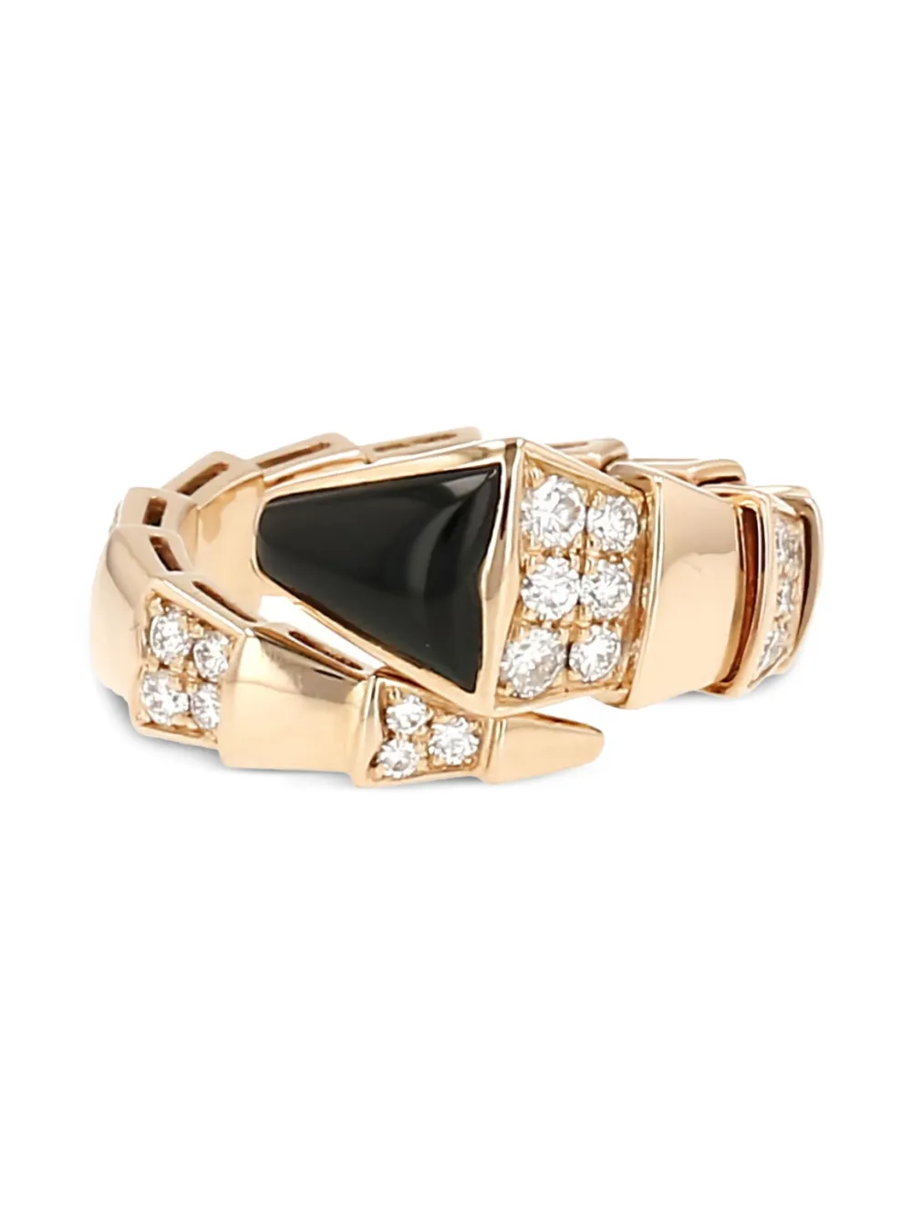18K rose gold Serpenti Viper diamond and onyx ring