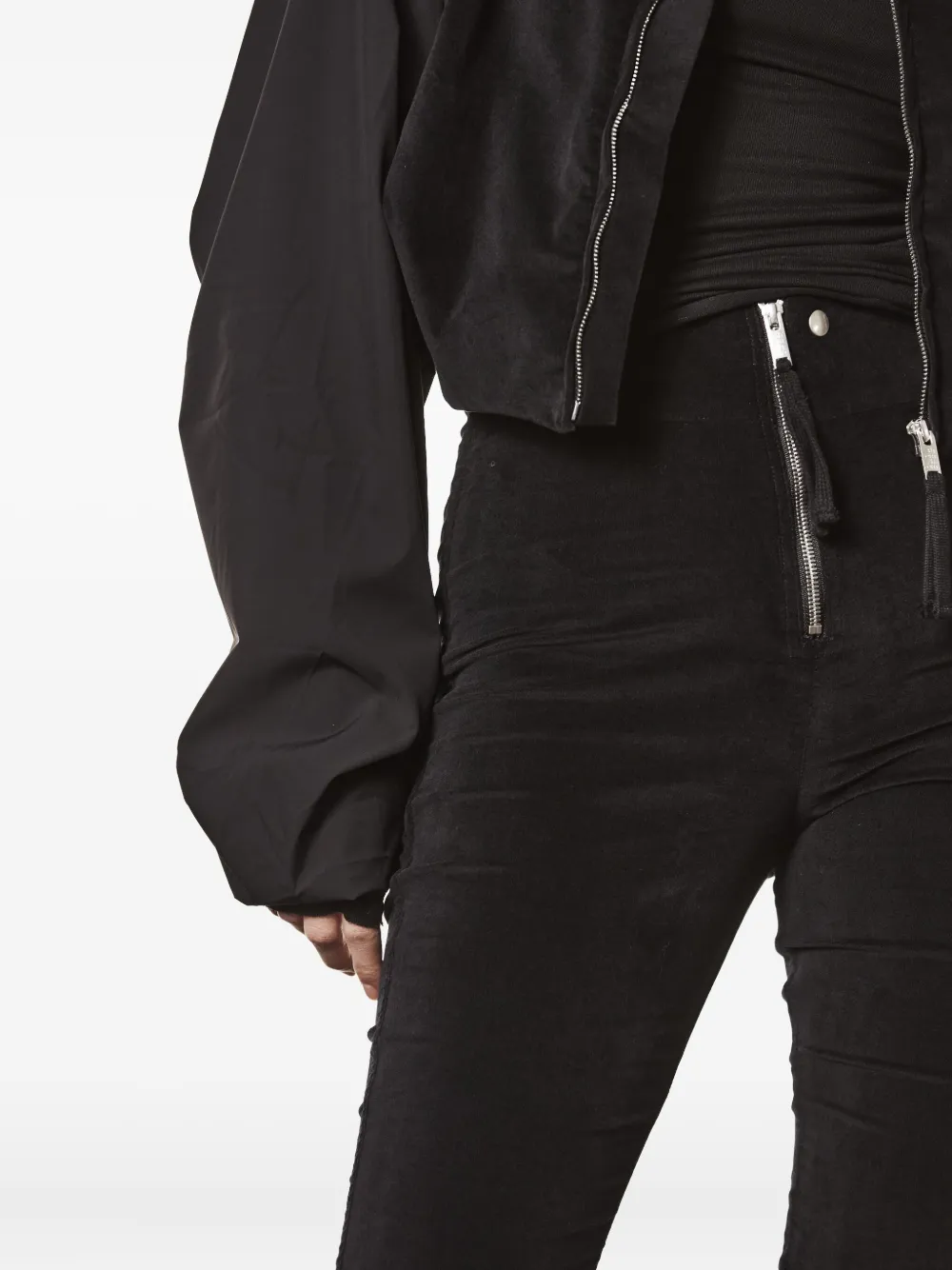 Thom Krom Velvet Cropped Zip-front Jacket In Black