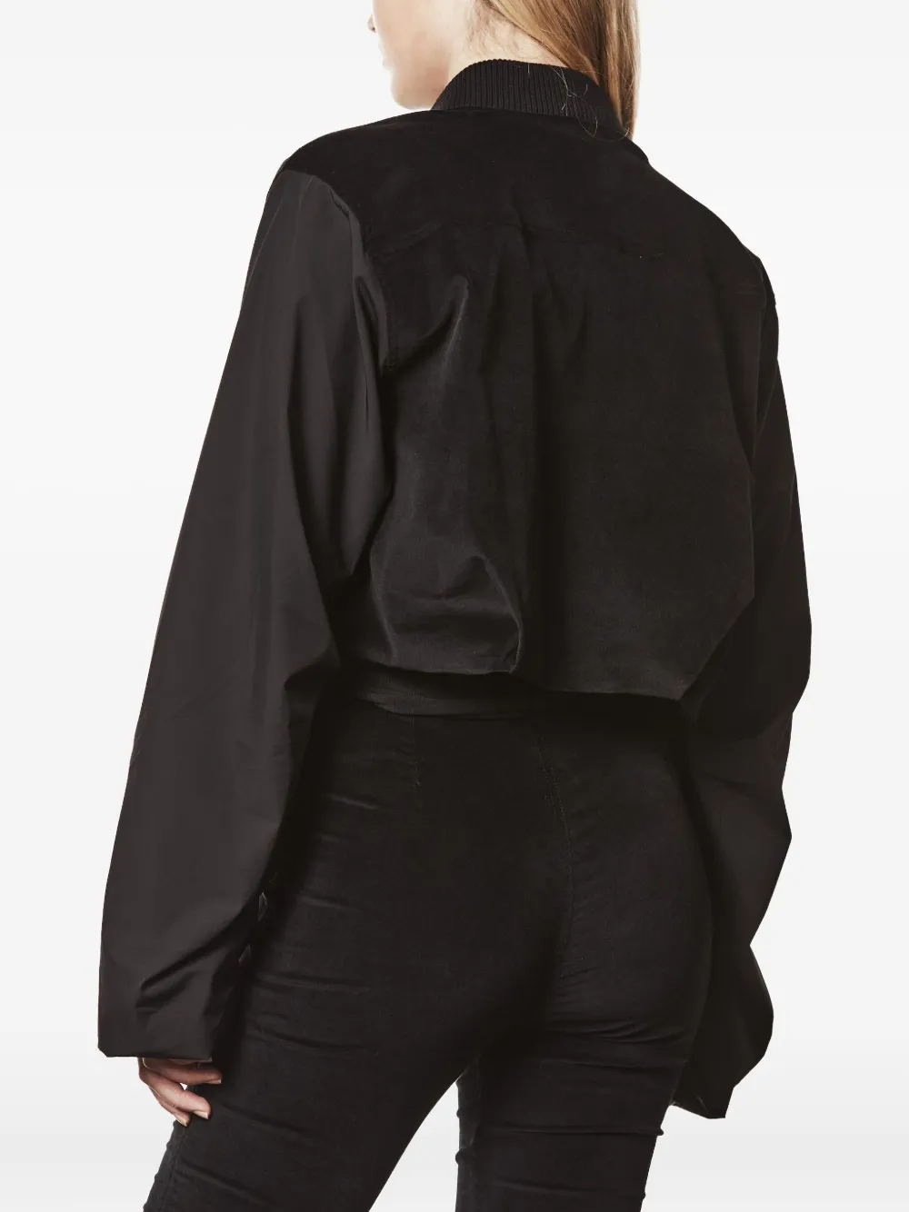 Thom Krom Velvet Cropped Zip-front Jacket In Black