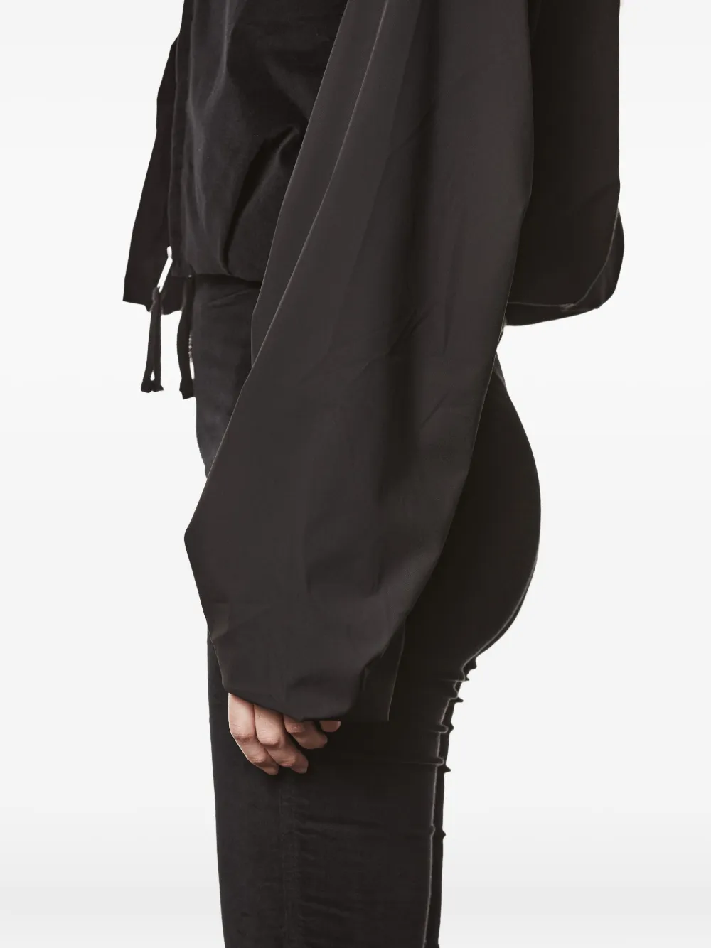Thom Krom Velvet Cropped Zip-front Jacket In Black
