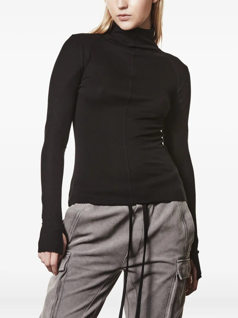 high-neck long-sleeve T-shirt