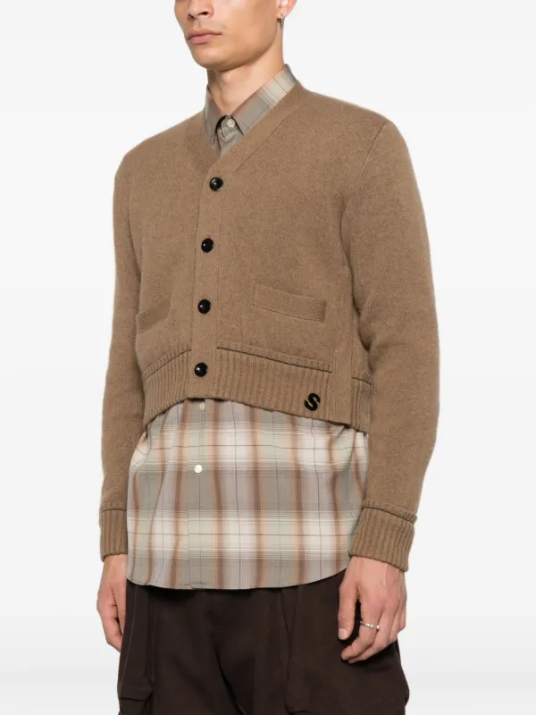 Sacai ロゴ カーディガン | ブラウン | FARFETCH JP
