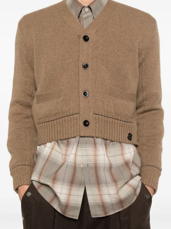 Sacai ロゴ カーディガン | ブラウン | FARFETCH JP